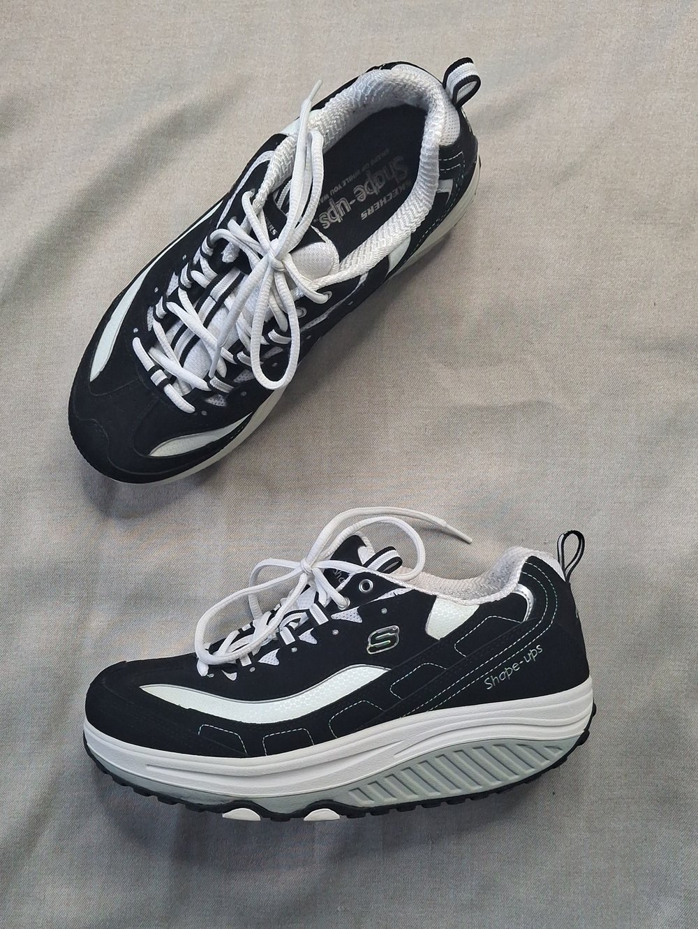 Skechers Shape-ups Action Strength Fitness Sneakers Black White 9.5